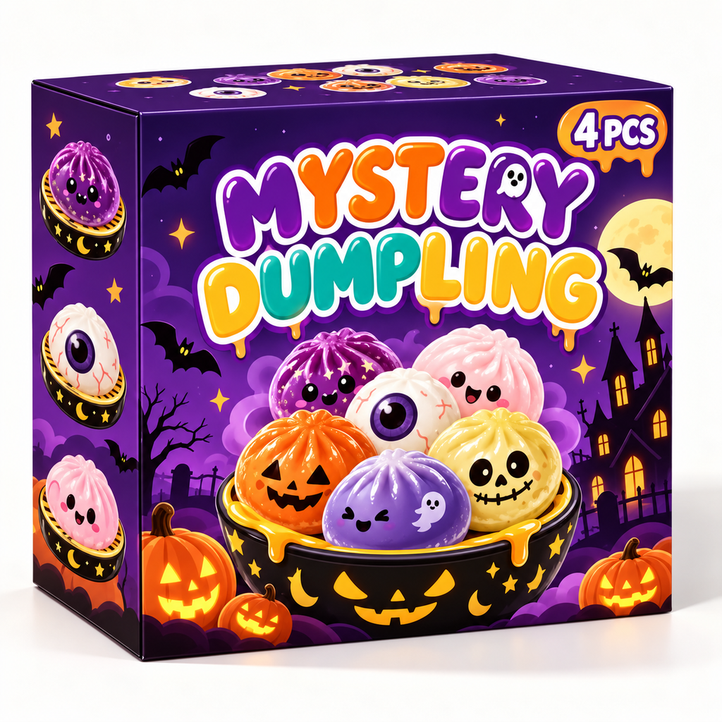 Halloween Ghost Dumpling Glitter Squeeze Toy