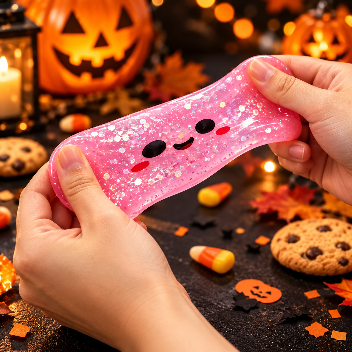 Halloween Ghost Dumpling Glitter Squeeze Toy